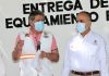 Luis Manuel García Moreno y Carlos Morales entregan equipamiento y unidad de ataque rápido a personal de PC Municipal