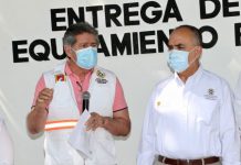 Luis Manuel García Moreno y Carlos Morales entregan equipamiento y unidad de ataque rápido a personal de PC Municipal