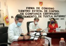 Firman convenio para reforzar procesos de capacitación y profesionalización de la policía en Tuxtla