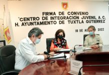 Ayuntamiento de Tuxtla Gutiérrez y Centro de Integración Juvenil firman convenio para prevenir adicciones en jóvenes tuxtlecos