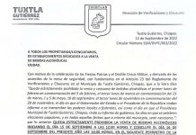 Informa Ayuntamiento de Tuxtla aplicación de Ley Seca