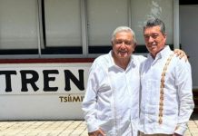 Rutilio Escandón acompaña al presidente AMLO en la Reunión de Supervisión del Tren Maya Tramo 1