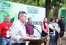 Carlos Morales Vázquez realizó reforestación con más de mil árboles de especies diversas en el Parque Recreativo y Deportivo Caña Hueca y Plan de Ayala en Tuxtla Gutiérrez.