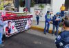 Se manifiesta la Asamblea Estatal Democrática en la caseta de Chiapa de Corzo
