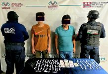 Detienen a dos masculinos en posesión de presuntos narcóticos en Tuxtla Chico