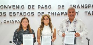 Dulce Rodríguez Ovando atestigua firma de convenio entre Chiapas y Tabasco para fortalecer el transporte